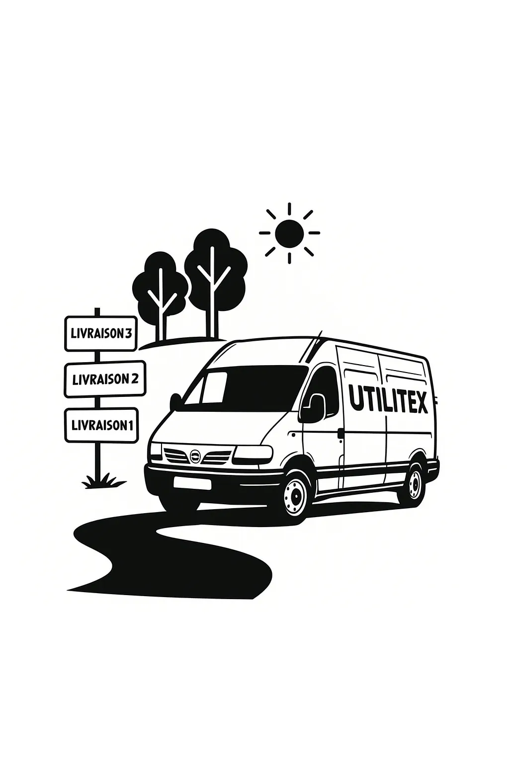 camionnette Utilitex en train de livrer plusieurs points